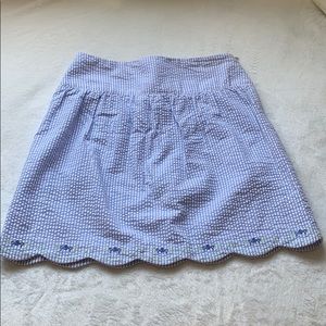 Seersucker Embroidered Scalloped Edge Skirt